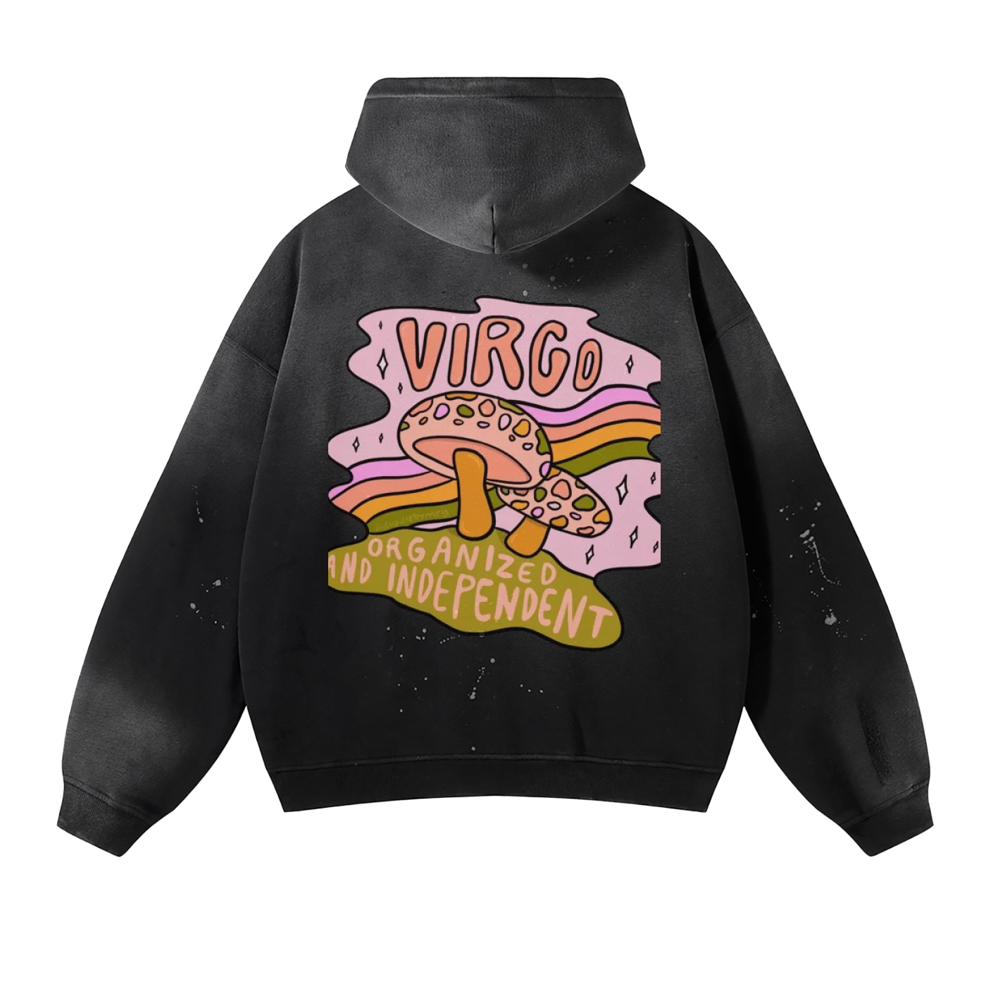 Vintage Wash Frayed Fleece Hoodie - 360 GSM